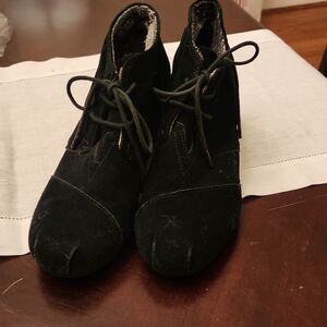 Suede Lace Up Wedge Boot